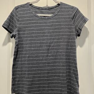 Lululemon Love Crew III Short Serve Stripe Heathered Black White PTP 18" Sz 8 I